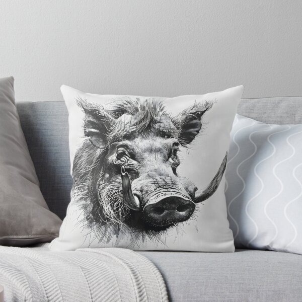 Item preview, Black and white Wild boar pencil drawing designed and sold by Pencil-Art.