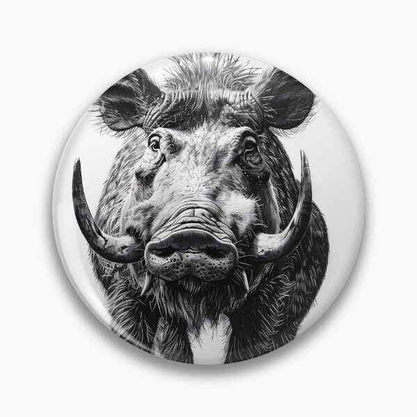 Item preview, Black and white Wild boar pencil drawing designed and sold by Pencil-Art.
