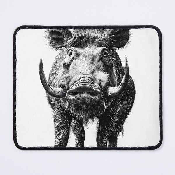 Item preview, Black and white Wild boar pencil drawing designed and sold by Pencil-Art.