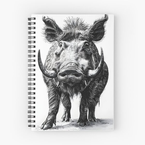 Item preview, Black and white Wild boar pencil drawing designed and sold by Pencil-Art.
