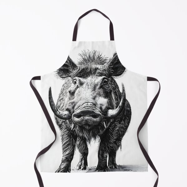 Item preview, Black and white Wild boar pencil drawing designed and sold by Pencil-Art.