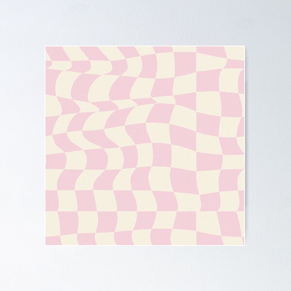 Item preview, Wavy Checker Board Candy Pink Cream designed and sold by Pink Pineapple Works.