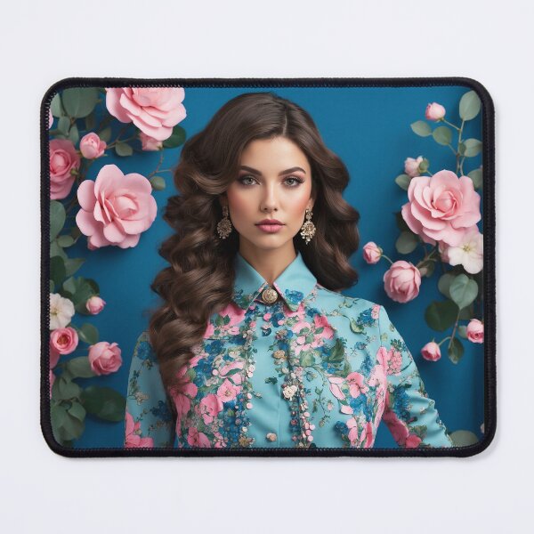 Item preview, Beautiful spring printed dress in green and pastel blue with multicolored roses designed and sold by Carlos Gudino.