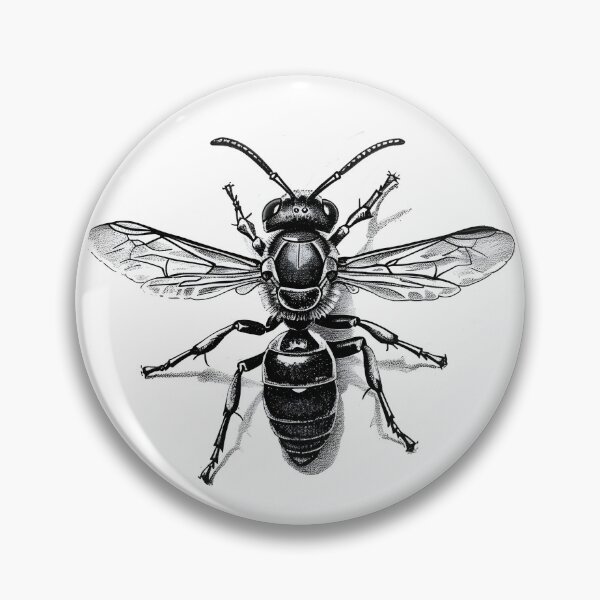 Item preview, Black and white wasp pencil drawing designed and sold by Pencil-Art.