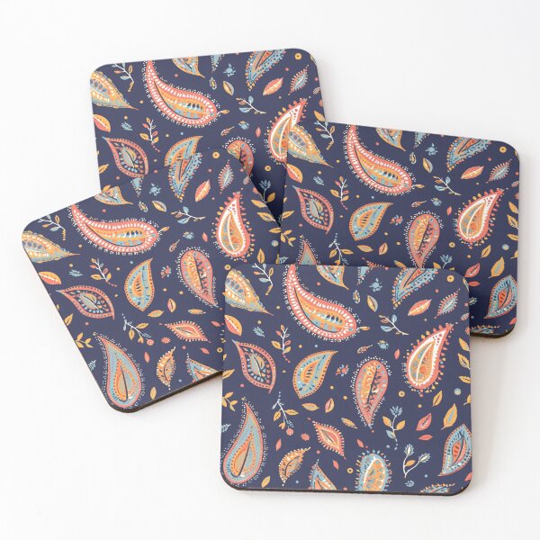 Item preview, Navy & Orange Modern Paisley Motif | Seamless designed and sold by Unrooted.