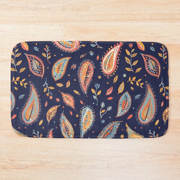 Item preview, Navy & Orange Modern Paisley Motif | Seamless designed and sold by Unrooted.
