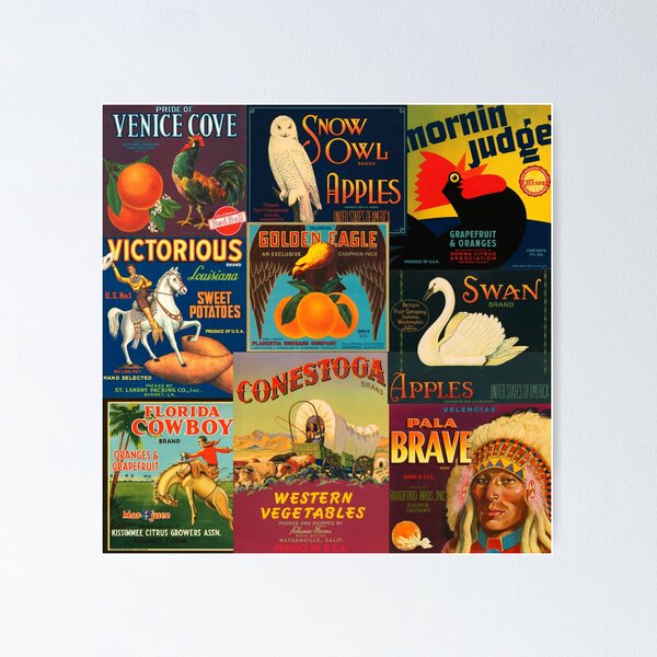 Item preview, Vintage Fruit and Veggie Crate Labels designed and sold by Peggy Collins.