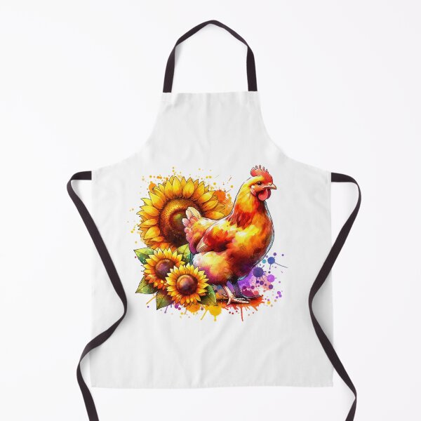 Item preview, Watercolor Chicken with Sunflowers designed and sold by Whimsywilds.