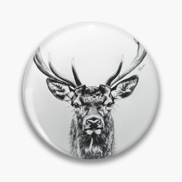Item preview, Black and white deer pencil drawing designed and sold by Pencil-Art.