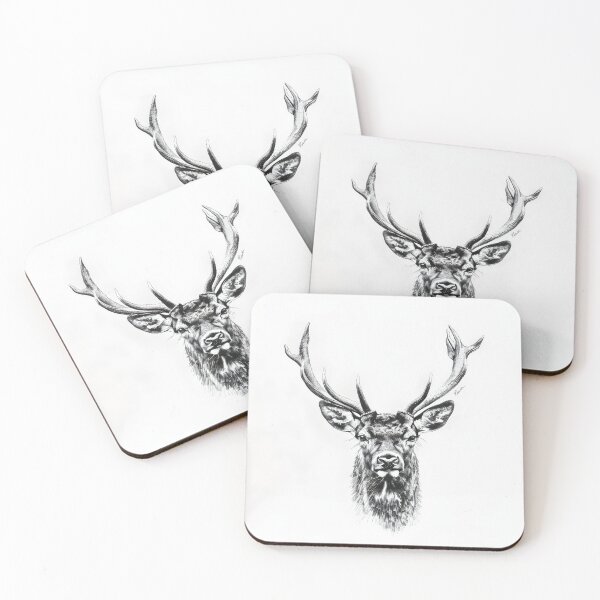 Item preview, Black and white deer pencil drawing designed and sold by Pencil-Art.