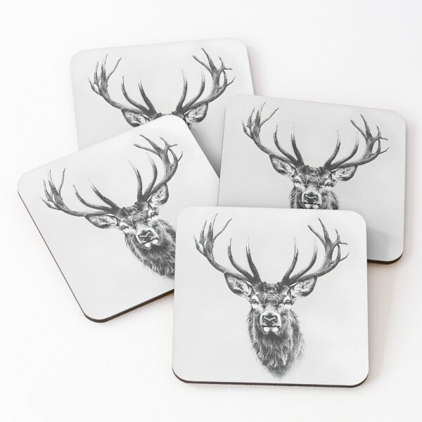 Item preview, Black and white deer pencil drawing designed and sold by Pencil-Art.