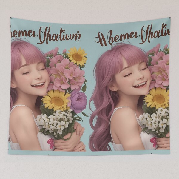 Item preview, girl with bouquet of roses gift for a birthday designed and sold by Carlos Gudino.