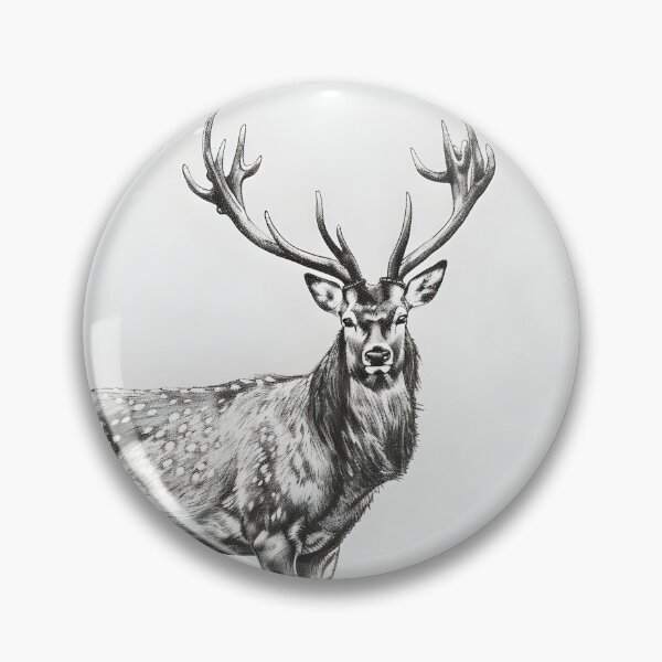 Item preview, Black and white deer pencil drawing designed and sold by Pencil-Art.