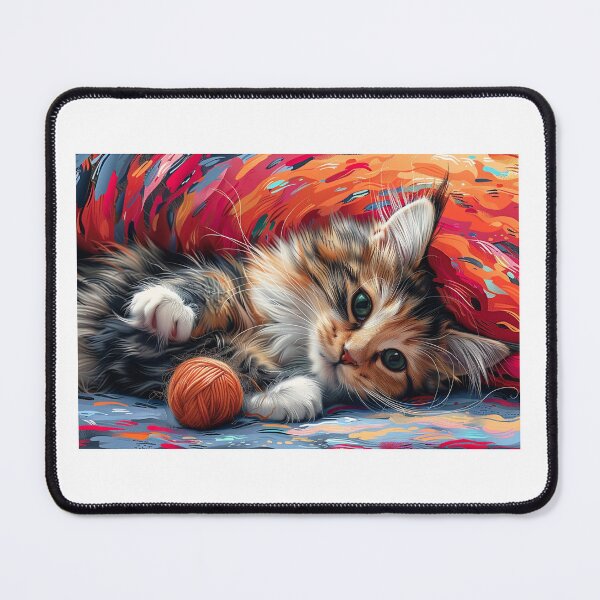 Item preview, Calico Kitten With Yarn Painting, Adorable Watercolor Artwork, Nursery Decor, Perfect Baby Shower Gift designed and sold by SavageKitties.