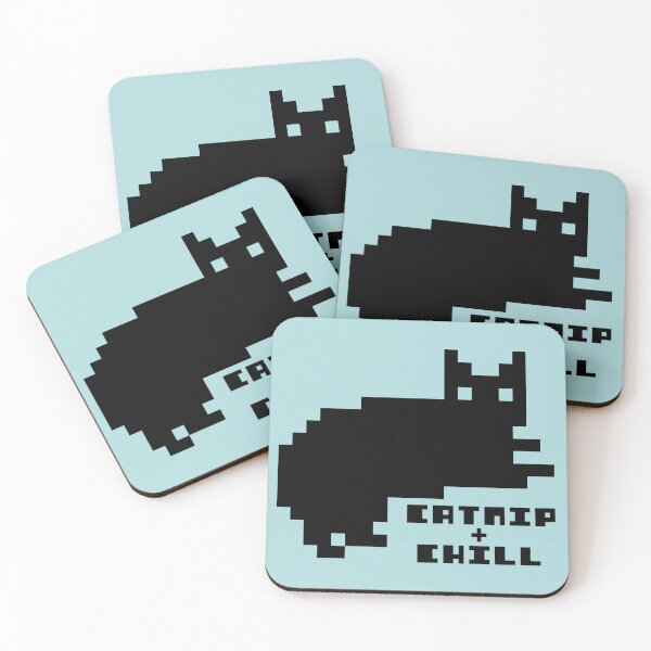 Item preview, Catnip and Chill Black Cat Pixel Art designed and sold by HeatherUnderground.