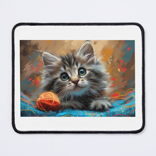 Item preview, Adorable Kitten With Yarn Poster, Whimsical Cat Design, Kids Room Decor, Perfect Birthday Gift designed and sold by SavageKitties.