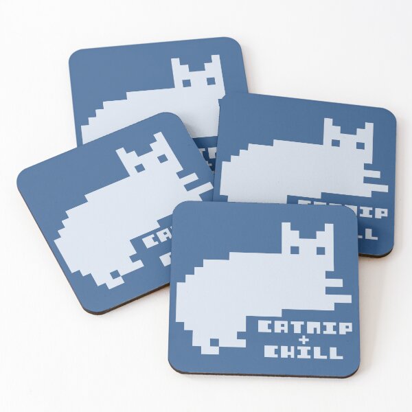 Item preview, Catnip and Chill Gray-Blue Cat Pixel Art designed and sold by HeatherUnderground.