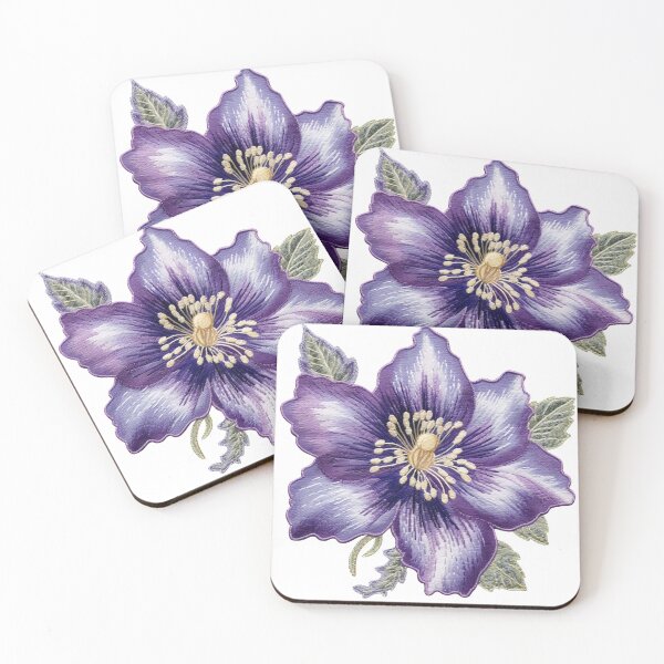 Item preview, Embroidered Flower - Purple - White designed and sold by FoxfireStardust.