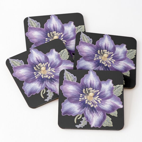 Item preview, Embroidered Flower - Purple - Black designed and sold by FoxfireStardust.
