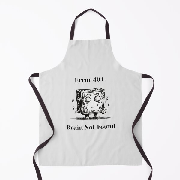 Item preview, Error 404, Brain Not Found - brain quote, black and white cartoon, a funny designed and sold by ChuckleCharmz.