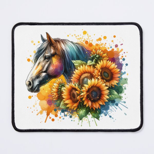 Item preview, Watercolor Horse with Sunflowers  designed and sold by Whimsywilds.