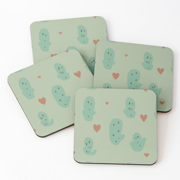 Item preview, Cute cactus & little hearts green&red love print designed and sold by HandmadeMood.