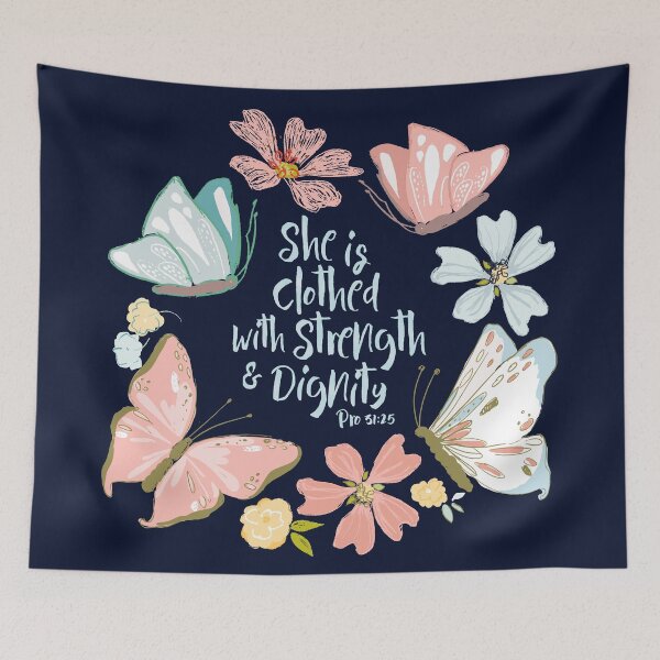 Item preview, She Is Clothed With Strength And Dignity Proverbs 31 25 Blue designed and sold by amazingjoy.
