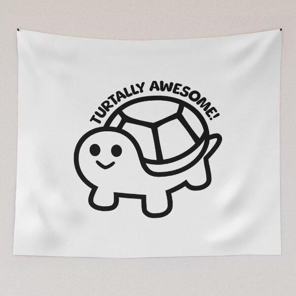 Item preview, Turtally awesome! Funny Cute Turtle Pun Black And White designed and sold by PMCreative.