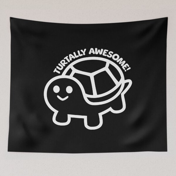 Item preview, Turtally awesome! Funny Cute Turtle Pun White And Black designed and sold by PMCreative.
