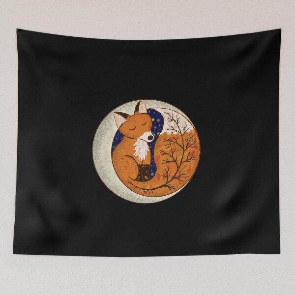 Item preview, Autumn Fox and Moon - abstract designed and sold by SeledineArt.