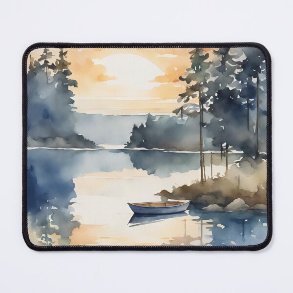 Item preview, Scenic Lake Watercolor Drawing Nature Lover Gift designed and sold by Lotta Wanderlove.