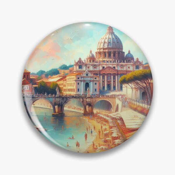 Item preview, Vatican Rome, River Tiber, Summer Vacation, Slow Summer, Watercolor Painting designed and sold by WayMakerPrints.