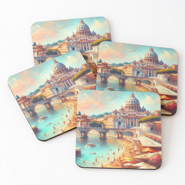 Item preview, Vatican Rome, River Tiber, Summer Vacation, Slow Summer, Watercolor Painting designed and sold by WayMakerPrints.