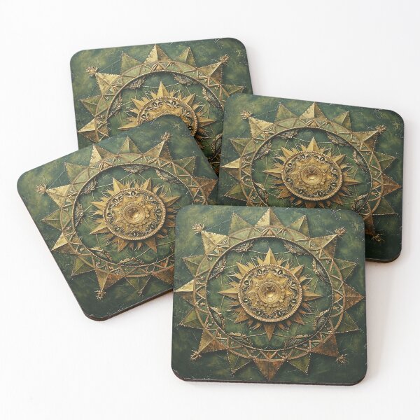 Item preview, Emerald Epochs and Golden Mandalas: A Timeless Tether to the Sacred Starlight in Modern Mandala Art designed and sold by Vic Torys ☆.