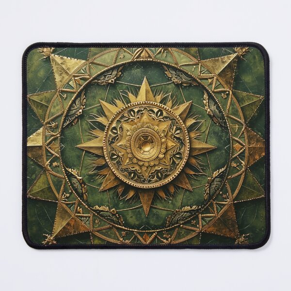 Item preview, Emerald Epochs and Golden Mandalas: A Timeless Tether to the Sacred Starlight in Modern Mandala Art designed and sold by Vic Torys ☆.