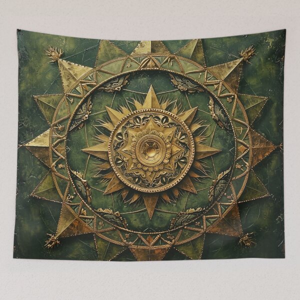 Item preview, Emerald Epochs and Golden Mandalas: A Timeless Tether to the Sacred Starlight in Modern Mandala Art designed and sold by Vic Torys ☆.
