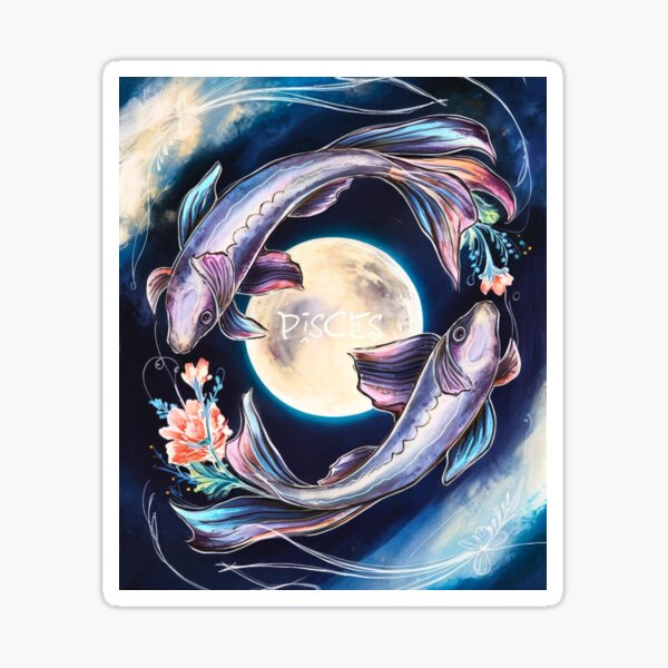 Item preview, Pisces Astrology. Moon in Pisces, Zodiac sign, Pisces symbol designed and sold by ZodiacWonders.