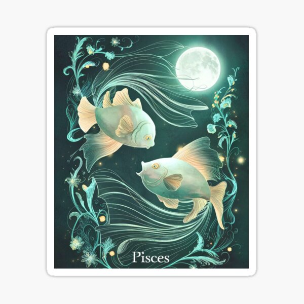 Item preview, Pisces Astrology. Moon in Pisces, Zodiac sign, Pisces symbol designed and sold by ZodiacWonders.