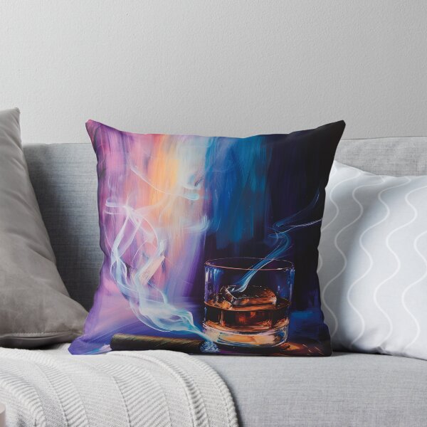 Item preview, Serenity in Motion - Whiskey and Cigar Art Print with Ethereal Smoke Generative AI designed and sold by OlfactoART Studio.