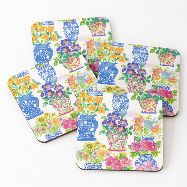Item preview, Summer flowers in ginger jars designed and sold by SophieClimaArt.