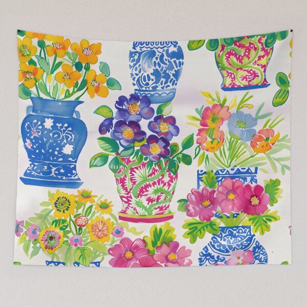 Item preview, Summer flowers in ginger jars designed and sold by SophieClimaArt.