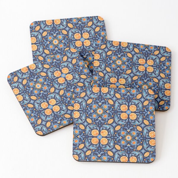 Item preview, Vibrant Sicilian Tile Pattern with Oranges and Florals designed and sold by VoyteksDesigns.