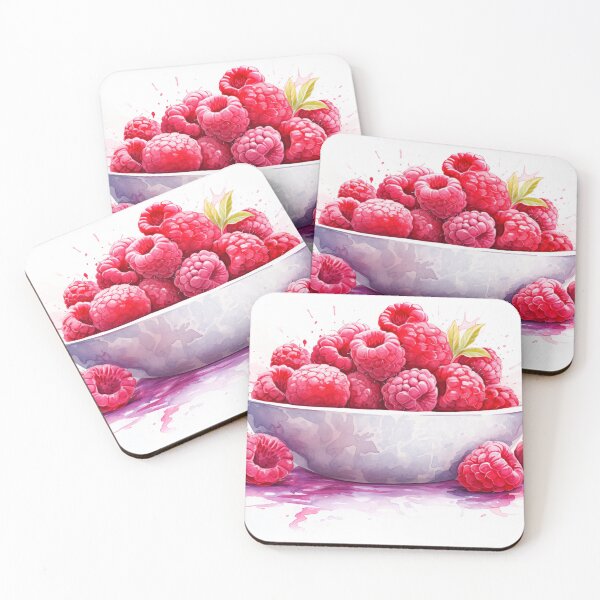 Item preview, Bowl of fresh Red Raspberries illustration designed and sold by Roxane Bay.
