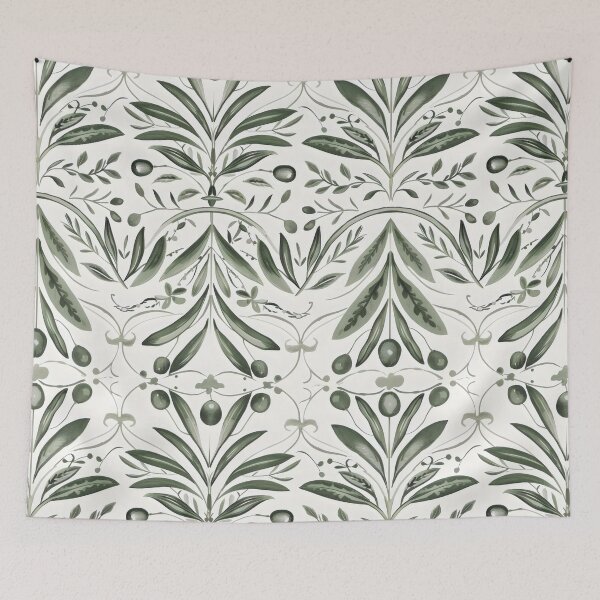Item preview, Elegant Sicilian Tile Pattern with Green Botanical Design designed and sold by VoyteksDesigns.