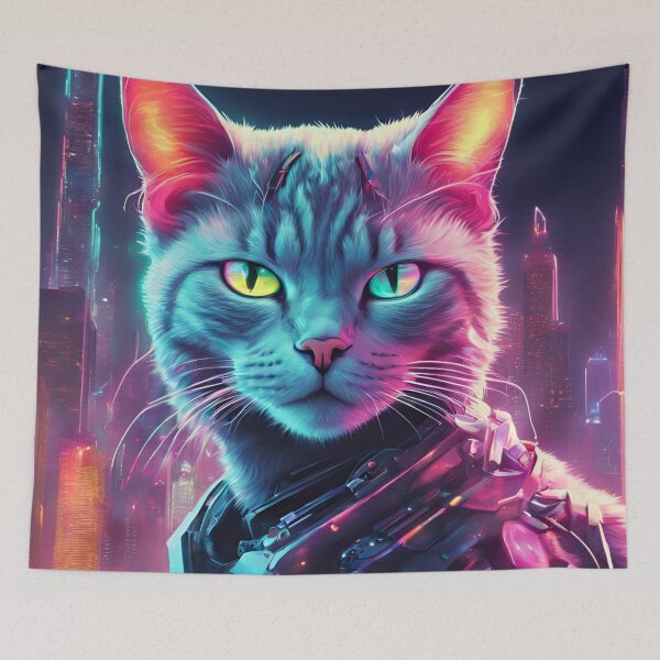 Item preview, Cyberpunk Neon Cat designed and sold by Gargantua99.