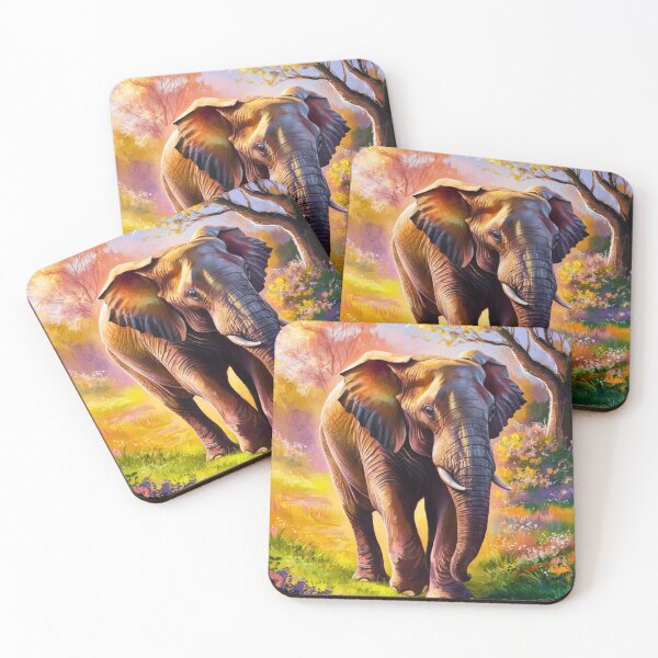 Item preview, Elephant Portrait. Elephant painting, vibrant elephant, vintage elephant, spring season designed and sold by ElephantVibes.