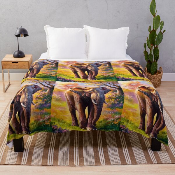 Item preview, Elephant Portrait. Elephant painting, vibrant elephant, vintage elephant, spring season designed and sold by ElephantVibes.