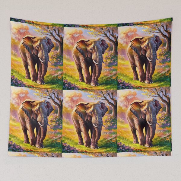 Item preview, Elephant Portrait. Elephant painting, vibrant elephant, vintage elephant, spring season designed and sold by ElephantVibes.