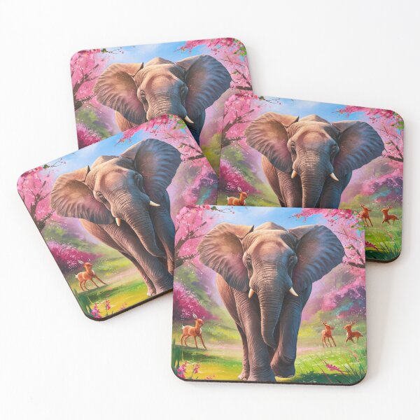 Item preview, Elephant Portrait. Elephant painting, vibrant elephant, vintage elephant, spring season designed and sold by ElephantVibes.