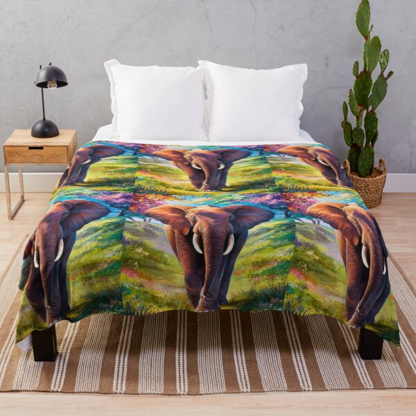 Item preview, Elephant Portrait. Elephant painting, vibrant elephant, vintage elephant, spring season designed and sold by ElephantVibes.